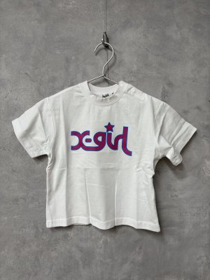画像1: X-girl kids 　ミルズロゴ半袖Tシャツ　　01；白 (1)