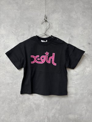 画像1: X-girl kids 　ミルズロゴ半袖Tシャツ　　80；黒 (1)