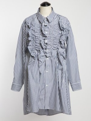 画像1: gomme 　シャーリングシャツ 　2;ネイビー　サイズ；M (1)