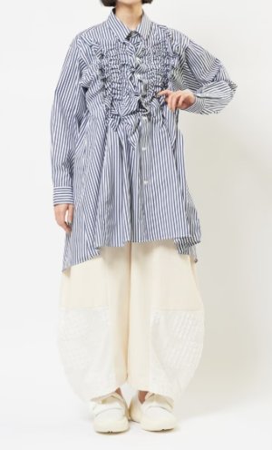 画像4: gomme 　シャーリングシャツ 　2;ネイビー　サイズ；M (4)