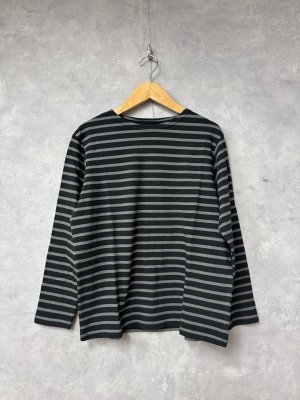 画像1: 2026春夏　DENIMDUNGAREE　ボーダーテンジク　ボートネックTEE　　17；チャコール (1)