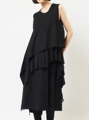 画像1: gomme 　レイヤーポンチワンピース 　3；黒　サイズ；M (1)