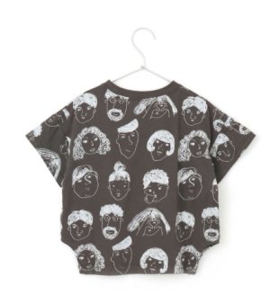 画像2: MakeYourDay　　いろんな顔総柄半袖Tシャツ　　チャコール (2)