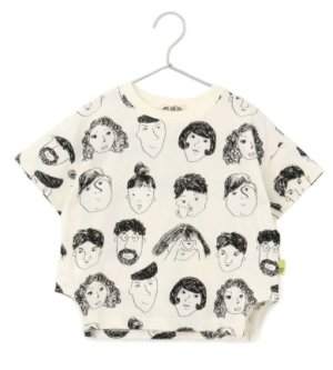 画像1: MakeYourDay　　いろんな顔総柄半袖Tシャツ(ジュニアサイズ)　　オフホワイト (1)