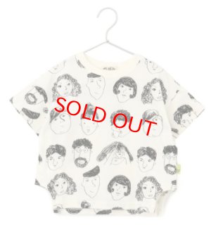 画像1: MakeYourDay　　いろんな顔総柄半袖Tシャツ(ジュニアサイズ)　　オフホワイト (1)
