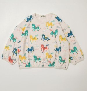 画像1: MakeYourDay　　カラフルポニー総柄長袖Tシャツ　アイボリー (1)