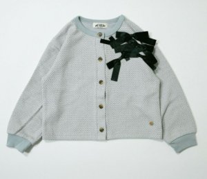 画像1: MakeYourDay　リボンいっぱいカーディガン(ジュニアサイズ)　　グレー (1)