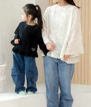 画像7: MakeYourDay　　ママとおそろいレースブラウス（大人サイズ）　　ブラック (7)