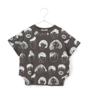 画像1: MakeYourDay　　いろんな顔総柄半袖Tシャツ　　チャコール (1)