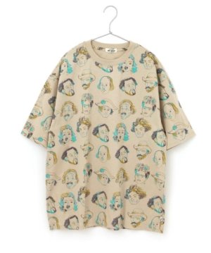 画像1: MakeYourDay　　カラフルえらい人総柄半袖Tシャツ(大人サイズ)　　ベージュ (1)