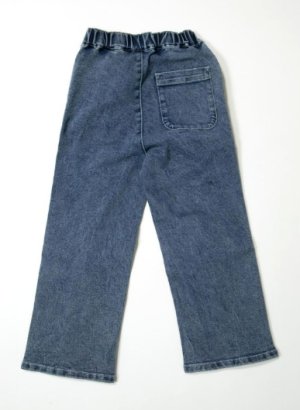 画像2: MakeYourDay　デニムフリルパンツ　　ネイビーブルー (2)