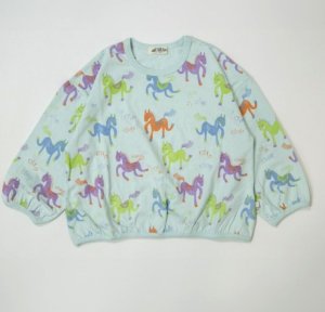 画像1: MakeYourDay　　カラフルポニー総柄長袖Tシャツ　サックス (1)