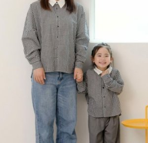画像3: MakeYourDay　　ママとおそろいチェックとストライプのドルマンシャツ　　チェック柄 (3)