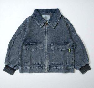 画像1: MakeYourDay　ジップアップデニムブルゾン(ジュニアサイズ)　　ネイビーブルー (1)