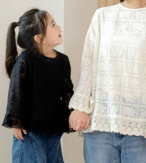 画像6: MakeYourDay　　ママとおそろいレースブラウス（大人サイズ）　　ブラック (6)