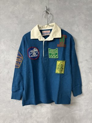 画像1: 2026春夏　DENIMDUNGAREE　天竺　ワッペン　ラガーシャツ　　24；オールドネイビー　　サイズ；125 (1)