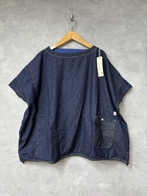 画像1: 2026   快晴堂｜Girl'sライトオンスデニムWide-Tシャツ　　1:インディゴデニム　　サイズ；F (1)