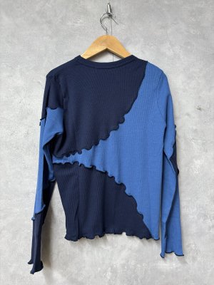 画像3: gomme 　テレコ切替長袖Tシャツ　　2；ネイビー*ブルー　　サイズ；M (3)