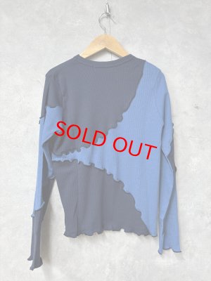 画像3: gomme 　テレコ切替長袖Tシャツ　　2；ネイビー*ブルー　　サイズ；M (3)