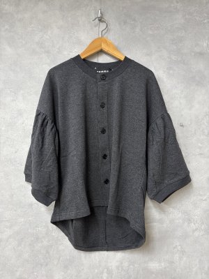 画像1: gomme 　ギャザースリーブカーディガン 　　2；チャコール　　サイズ；M (1)
