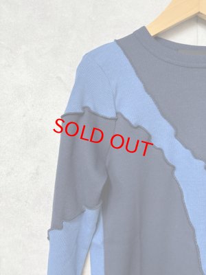 画像2: gomme 　テレコ切替長袖Tシャツ　　2；ネイビー*ブルー　　サイズ；M (2)