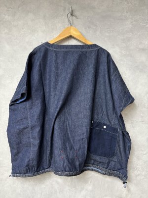 画像3: 2026   快晴堂｜Girl'sライトオンスデニムWide-Tシャツ　　1:インディゴデニム　　サイズ；F (3)