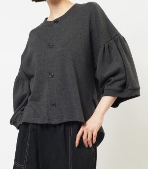 画像4: gomme 　ギャザースリーブカーディガン 　　2；チャコール　　サイズ；M (4)