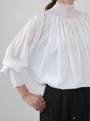 画像2: douxbleu　タートルギャザーブラウス　  01;；ホワイト　サイズ；FREE (2)