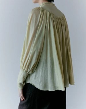 画像2: douxbleu　タートルギャザーブラウス　  25；イエロー　サイズ；FREE (2)