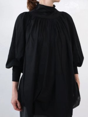 画像1: douxbleu　タートルギャザーブラウス　 99；ブラック　サイズ；FREE (1)