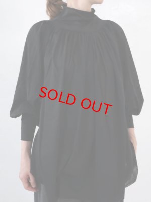 画像1: douxbleu　タートルギャザーブラウス　 99；ブラック　サイズ；FREE (1)