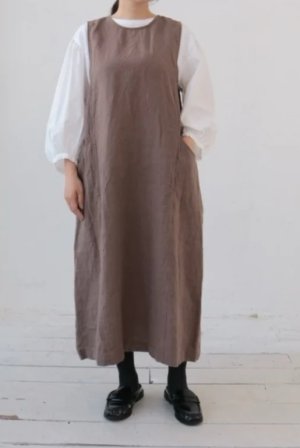 画像1:  YARRA 　２WAYリネンデザインジャンパースカート　　60；ブラウン　　FREE (1)