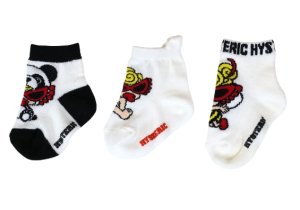 画像1: ☆MY FIRST HYSTERIC　　  MINI ALLSTAR ベビー3Pソックス　　00；ホワイト　 (1)