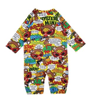 画像1: MY FIRST HYSTERIC　  TEDDY ROCKS総柄 2WAYALL　　64；イエロー系　サイズ；F(60-70cm) (1)