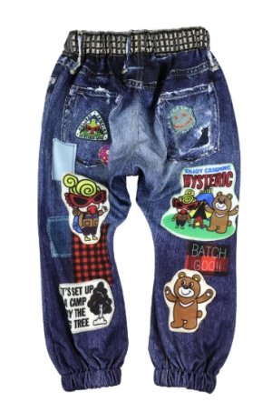 画像2: HYSTERIC MINI 　CAMP BEAR WITH MINI Like a denim Viscotex パンツ　　45；インディゴ (2)