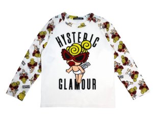 画像1: HYSTERIC MINI 　ANGEL MINI ラグラン長袖Tシャツ　　00；ホワイト　　 (1)
