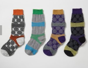 画像1: gomme 　ドット＆ボーダーソックス　サイズ；F (1)