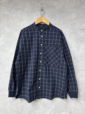 画像1: ヴァンブラン vent blanc　　ウェーブボイルワークシャツ　　NVY CHECK 　サイズ；F (1)