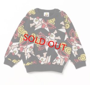 画像1: 30%off  HYSTERIC MINI　　STAR WITH MINI 総柄　裏起毛トレーナー　１４；ブラック　　 (1)