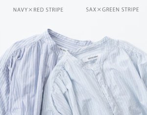 画像5: Veritecoeur       　プルオーバーシャツ　　カラー；SAX×GREEN STRIPE　サイズ；F (5)