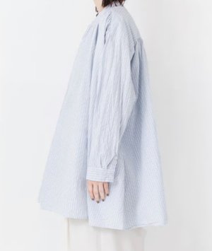 画像3: Veritecoeur       　プルオーバーシャツ　　カラー；SAX×GREEN STRIPE　サイズ；F (3)