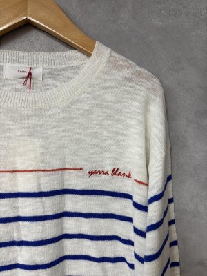 画像2: YARRA 　刺繍ボーダープルオバー　　57；ブルーホワイト　　　FREE (2)