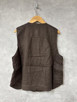 画像4: douxbleu　クラッシックリネンベスト　62；ダークブラウン　サイズ；FREE (4)