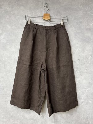 画像1: douxbleu　クラッシックリネンパンツ　62；ダークブラウン　サイズ；FREE (1)