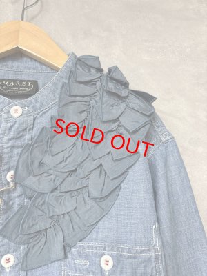 画像3: 2026春夏　MARET(マレ) 　ビンテージダンガリーワークフリルシャツ　　14；ブルー　サイズ；F (3)