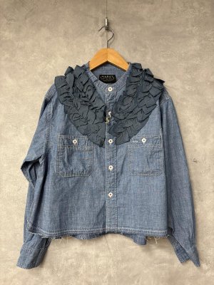 画像1: 2026春夏　MARET(マレ) 　ビンテージダンガリーワークフリルシャツ　　14；ブルー　サイズ；F (1)