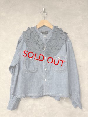 画像1: 2026春夏　MARET(マレ) 　ビンテージダンガリーワークフリルシャツ　　14；ブルー　サイズ；F (1)