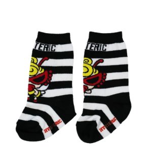 画像2: ☆MY FIRST HYSTERIC  LITTLE BEE ボーダー ベビーハイソックス　　04；ホワイト系 (2)