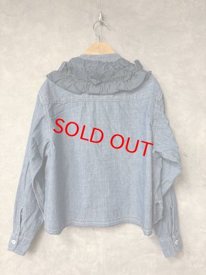 画像4: 2026春夏　MARET(マレ) 　ビンテージダンガリーワークフリルシャツ　　14；ブルー　サイズ；F (4)