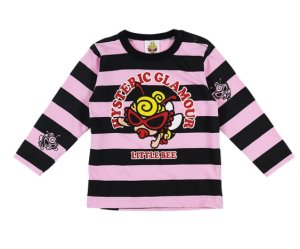 画像1: MY FIRST HYSTERIC　 LITTLE BEE ボーダー 長袖Tシャツ　　29；ピンク系 (1)